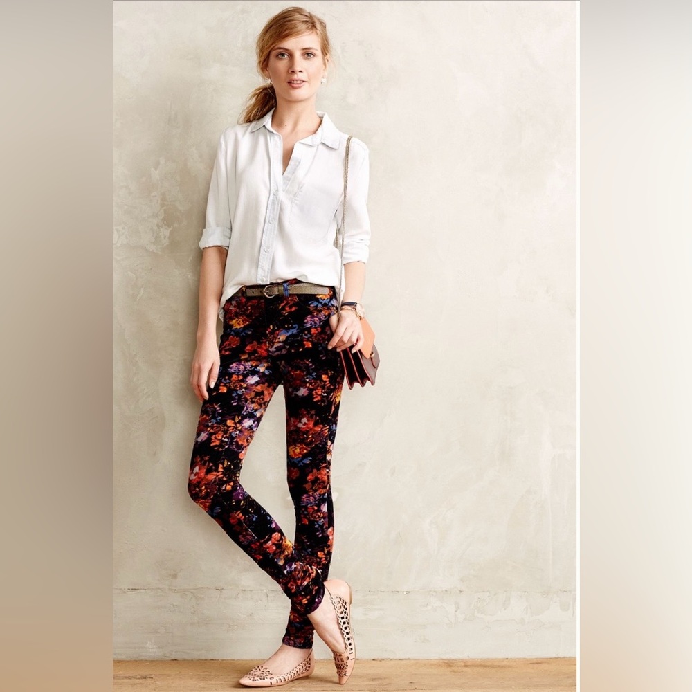 Anthropologie Pilcro Serif Floral Cords